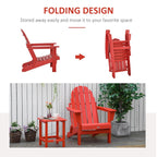 Sedia pieghevole Adirondack Outsunny, sedie da spiaggia in plastica HDPE per esterni adatte a tutte le stagioni, per patio, terrazza e mobili da giardino
