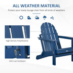 Sedia pieghevole Adirondack Outsunny, sedie da spiaggia in plastica HDPE per esterni adatte a tutte le stagioni, per patio, terrazza e mobili da giardino