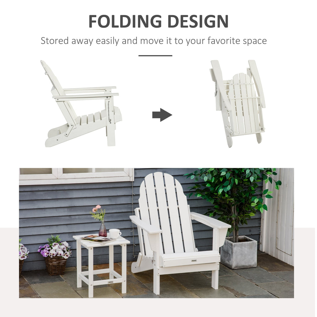 Sedia pieghevole Adirondack Outsunny, sedie da spiaggia in plastica HDPE per esterni adatte a tutte le stagioni, per patio, terrazza e mobili da giardino