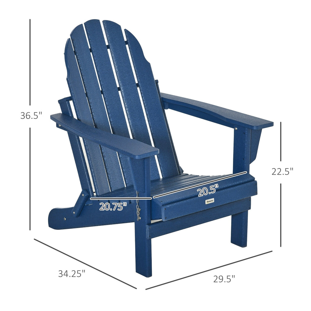 Sedia pieghevole Adirondack Outsunny, sedie da spiaggia in plastica HDPE per esterni adatte a tutte le stagioni, per patio, terrazza e mobili da giardino