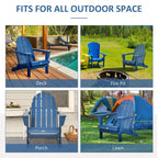 Sedia pieghevole Adirondack Outsunny, sedie da spiaggia in plastica HDPE per esterni adatte a tutte le stagioni, per patio, terrazza e mobili da giardino