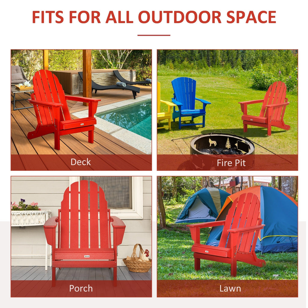 Sedia pieghevole Adirondack Outsunny, sedie da spiaggia in plastica HDPE per esterni adatte a tutte le stagioni, per patio, terrazza e mobili da giardino