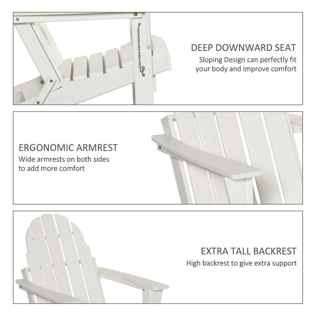 Sedia pieghevole Adirondack Outsunny, sedie da spiaggia in plastica HDPE per esterni adatte a tutte le stagioni, per patio, terrazza e mobili da giardino