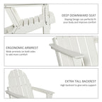 Sedia pieghevole Adirondack Outsunny, sedie da spiaggia in plastica HDPE per esterni adatte a tutte le stagioni, per patio, terrazza e mobili da giardino