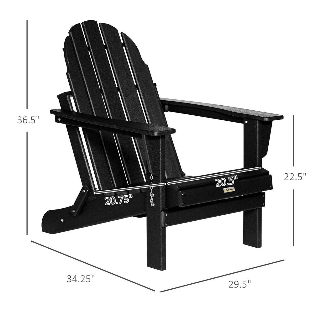 Sedia pieghevole Adirondack Outsunny, sedie da spiaggia in plastica HDPE per esterni adatte a tutte le stagioni, per patio, terrazza e mobili da giardino