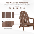Sedia pieghevole Adirondack Outsunny, sedie da spiaggia in plastica HDPE per esterni adatte a tutte le stagioni, per patio, terrazza e mobili da giardino