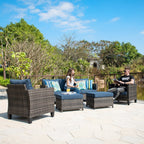 Set di 5 mobili da giardino in vimini con schienale alto OVIOS