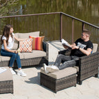 Set di 5 mobili da giardino in vimini con schienale alto OVIOS