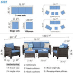 Set di 5 mobili da giardino in vimini con schienale alto OVIOS