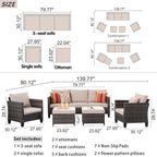 Set di 5 mobili da giardino in vimini con schienale alto OVIOS