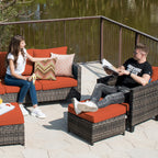 Set di 5 mobili da giardino in vimini con schienale alto OVIOS