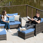 Set di 5 mobili da giardino in vimini con schienale alto OVIOS