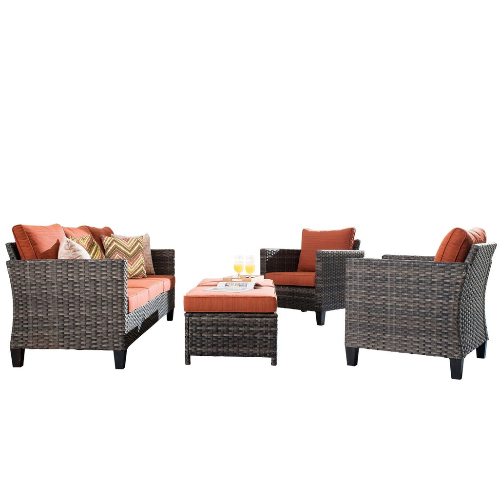 Set di 5 mobili da giardino in vimini con schienale alto OVIOS