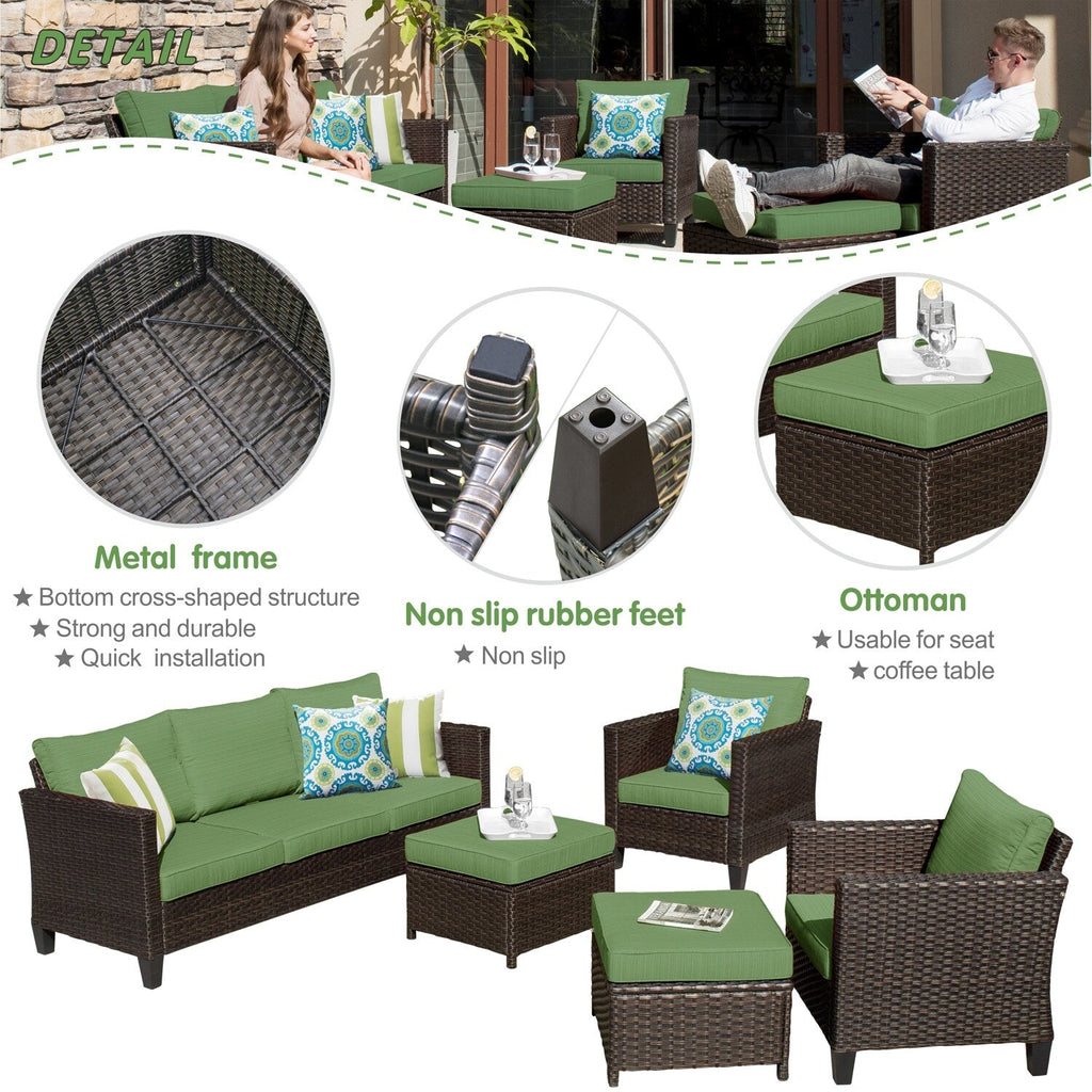 Set di 5 mobili da giardino in vimini con schienale alto OVIOS
