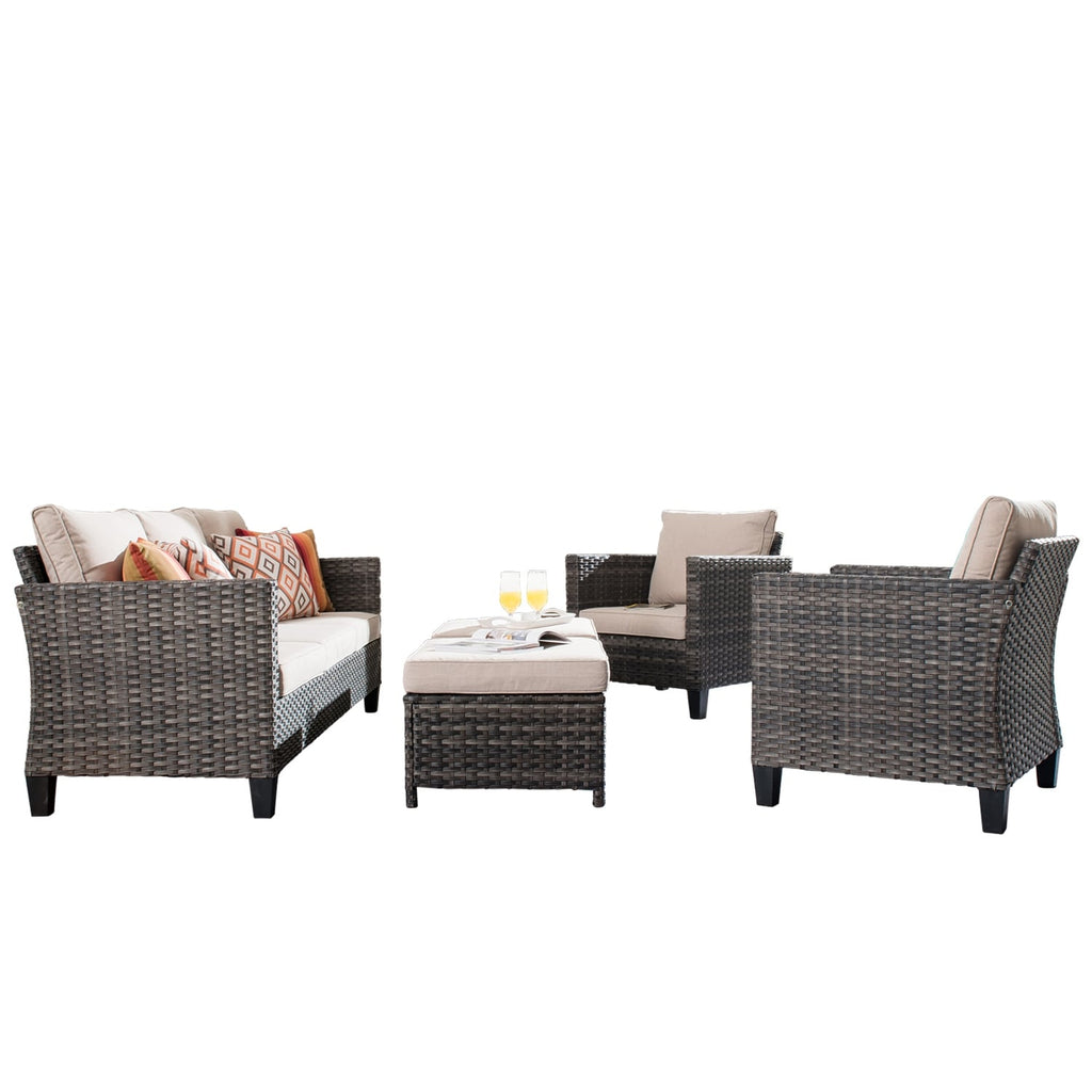 Set di 5 mobili da giardino in vimini con schienale alto OVIOS