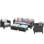 Set di 5 mobili da giardino in vimini con schienale alto OVIOS