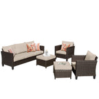 Set di 5 mobili da giardino in vimini con schienale alto OVIOS