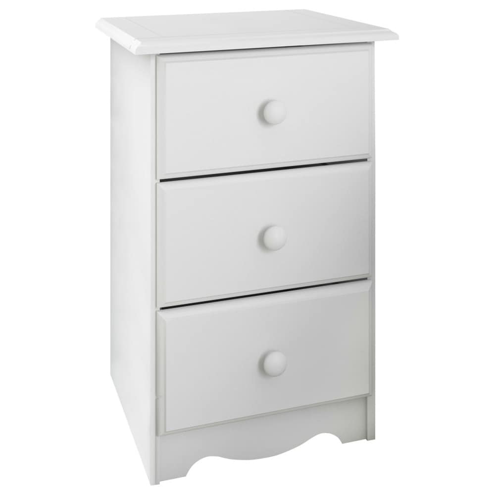 Comodino Palace Imports in legno massello al 100% con 3 cassetti e pomelli in metallo o legno