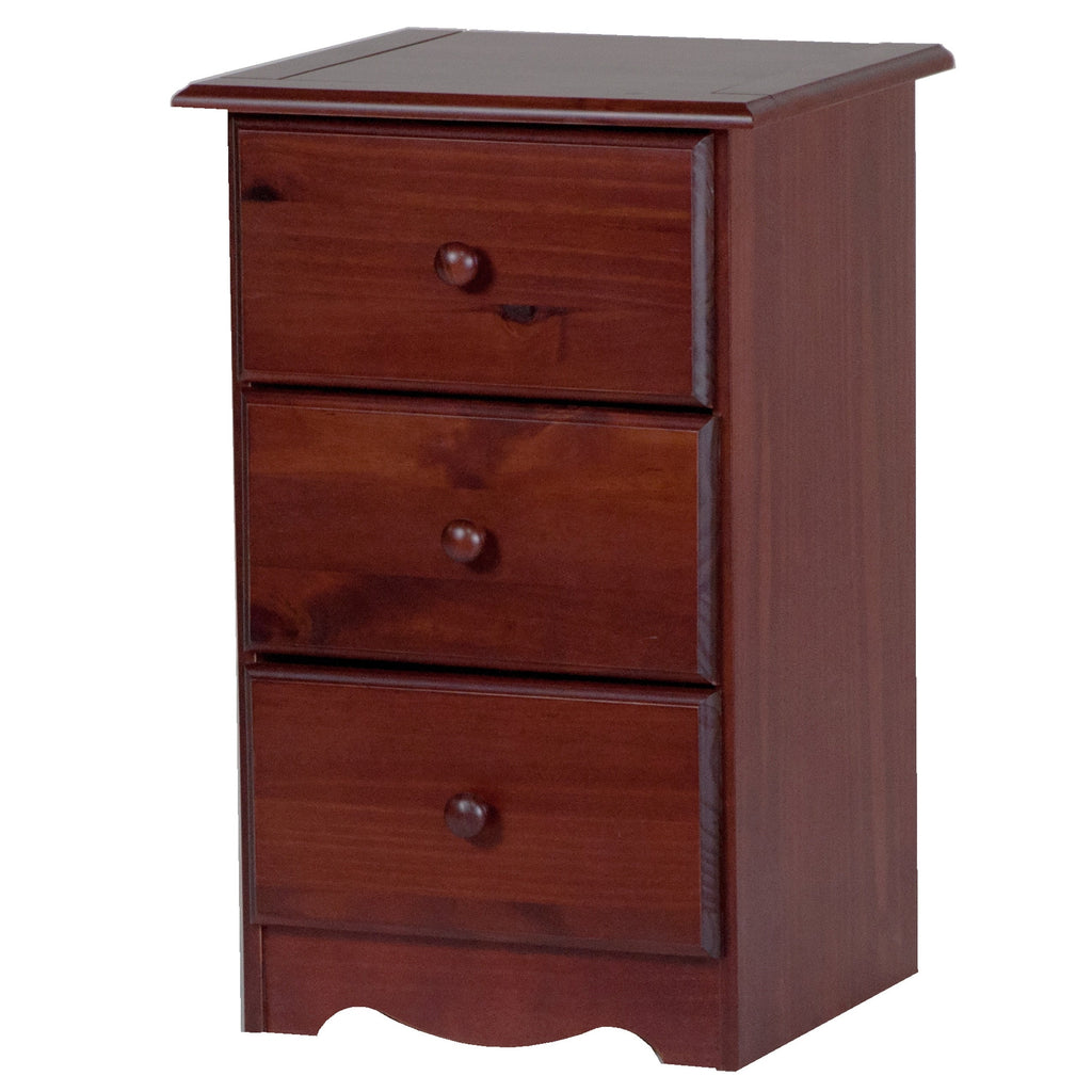 Comodino Palace Imports in legno massello al 100% con 3 cassetti e pomelli in metallo o legno