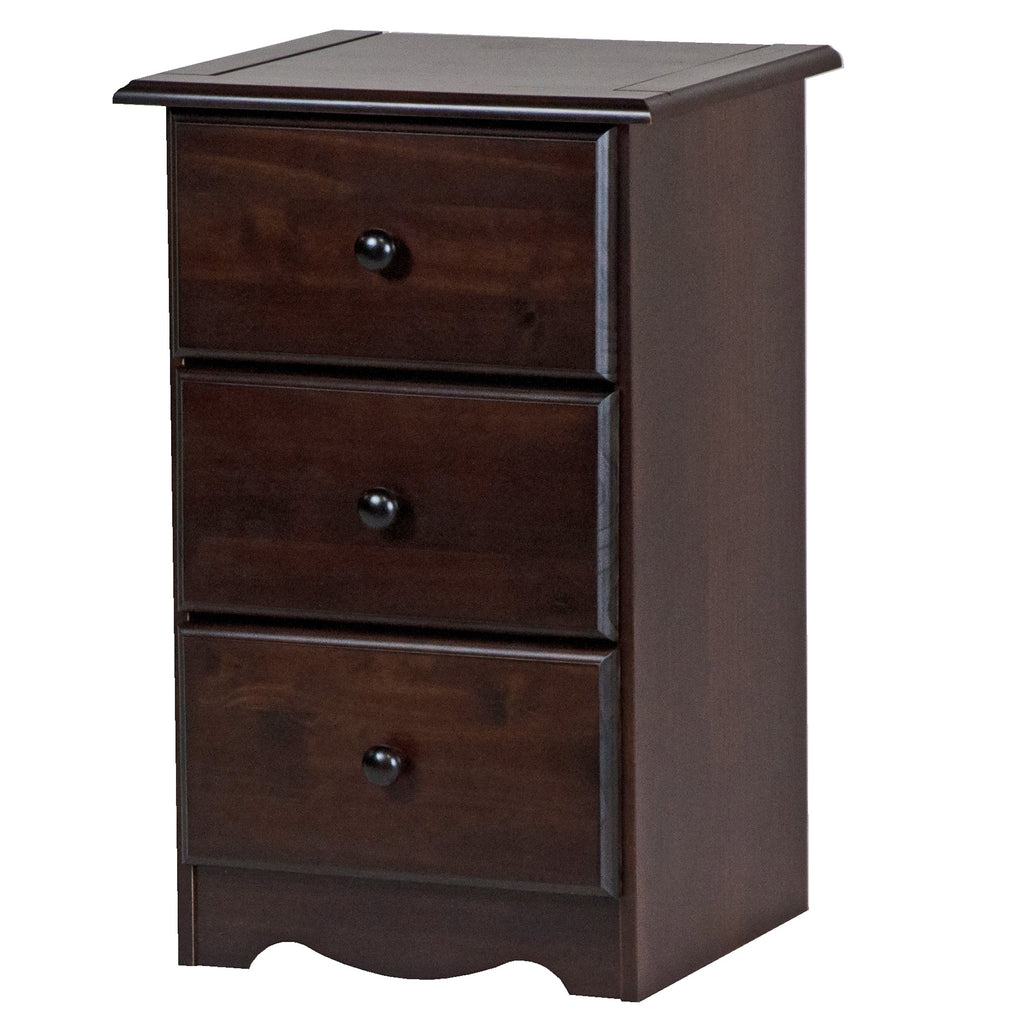 Comodino Palace Imports in legno massello al 100% con 3 cassetti e pomelli in metallo o legno