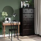 Palace Imports Cassettiera 100% in legno massello con 5 cassetti grandi, serratura, pomelli in metallo o legno