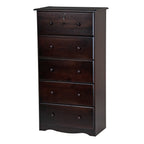 Palace Imports Cassettiera 100% in legno massello con 5 cassetti grandi, serratura, pomelli in metallo o legno