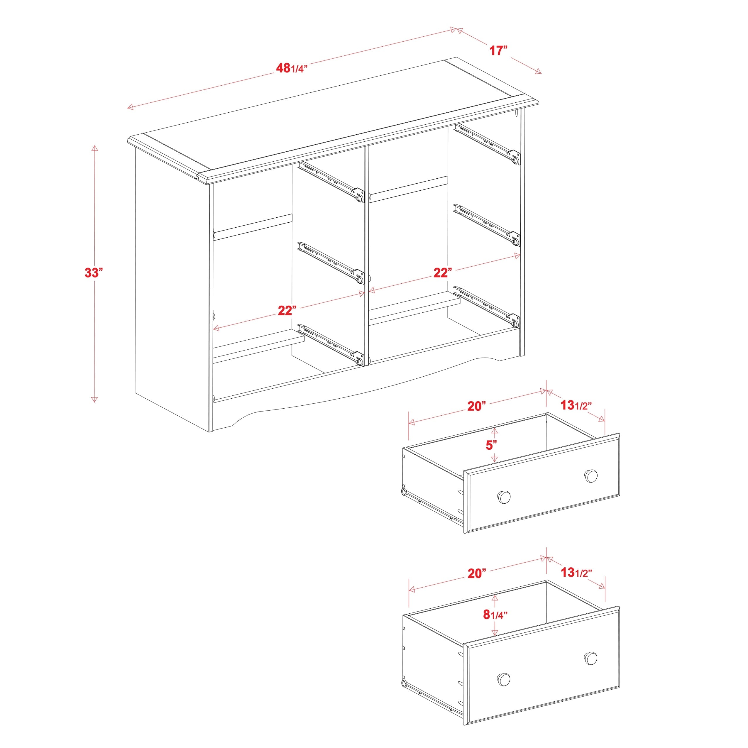 Comò a 6 cassetti in legno massello al 100% di Palace Imports