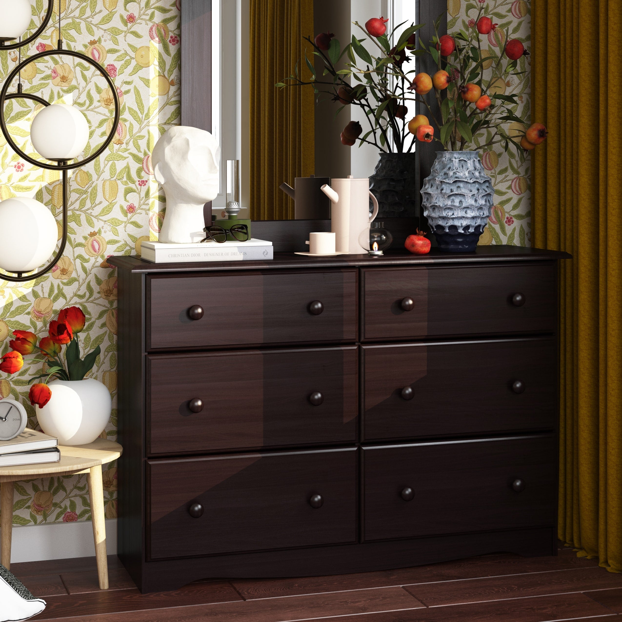 Comò a 6 cassetti in legno massello al 100% di Palace Imports
