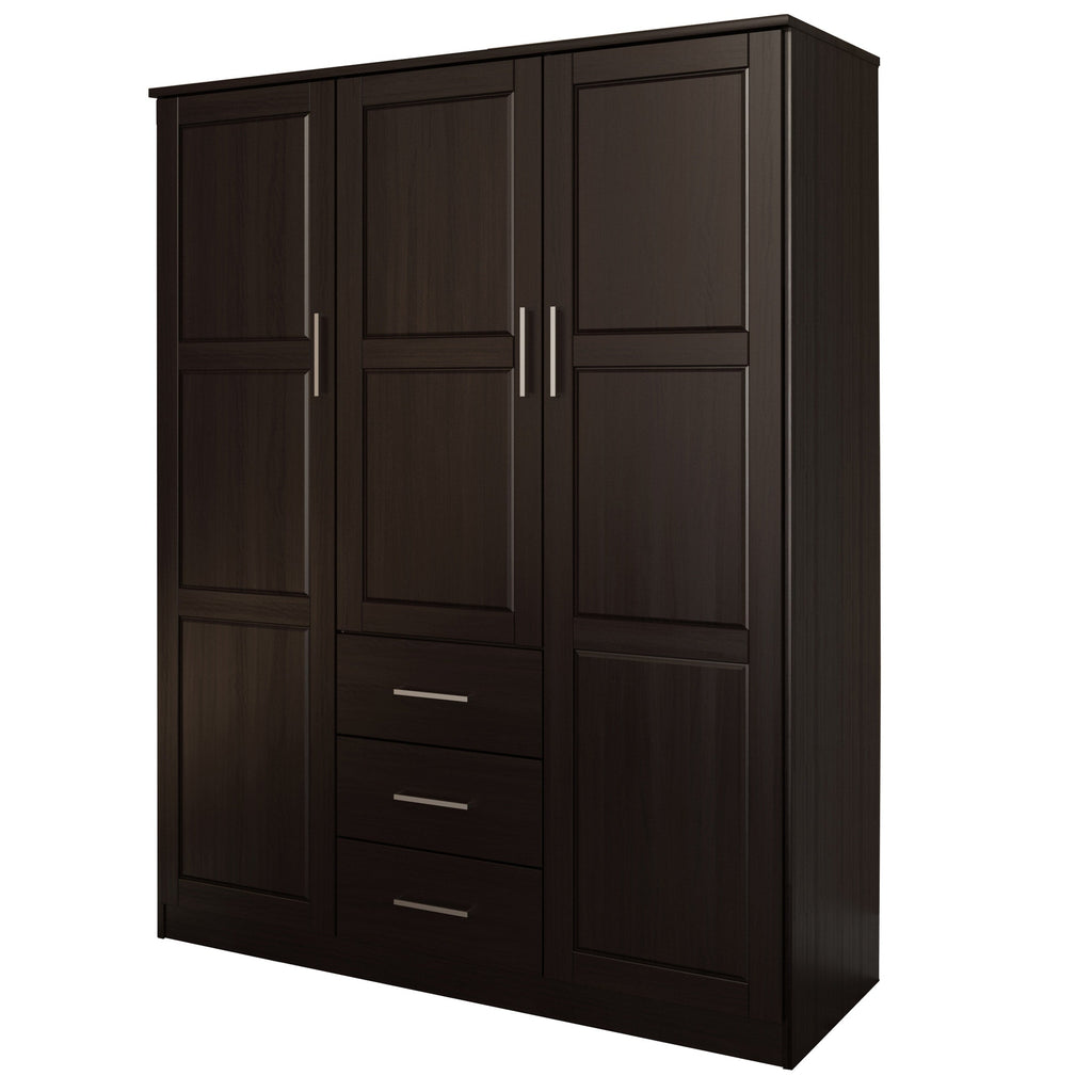 Armadio guardaroba Cosmo a 3 ante in legno massello al 100% di Palace Imports con ante in legno massello o a specchio