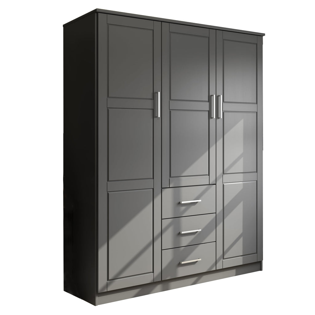Armadio guardaroba Cosmo a 3 ante in legno massello al 100% di Palace Imports con ante in legno massello o a specchio
