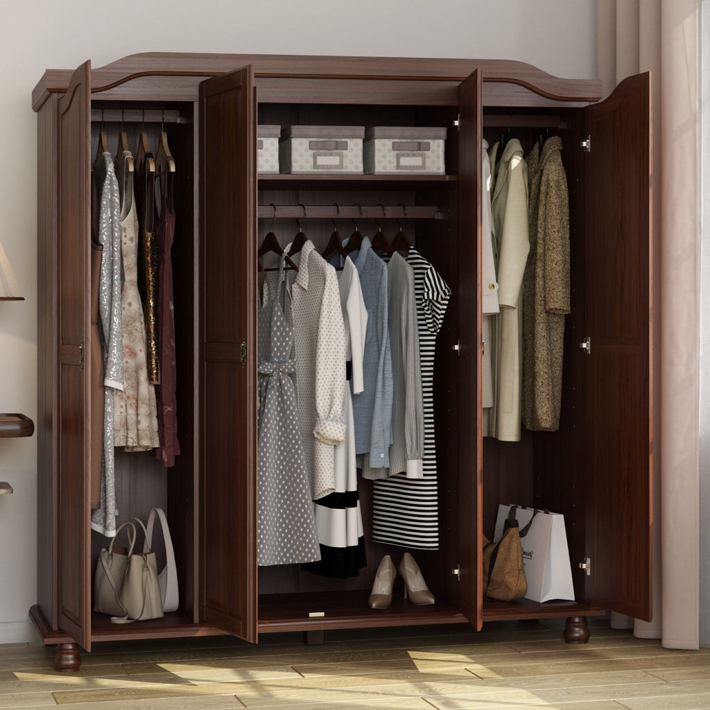 Armadio guardaroba Kyle a 4 ante in legno massello al 100% di Palace Imports con ante in legno massello o a specchio