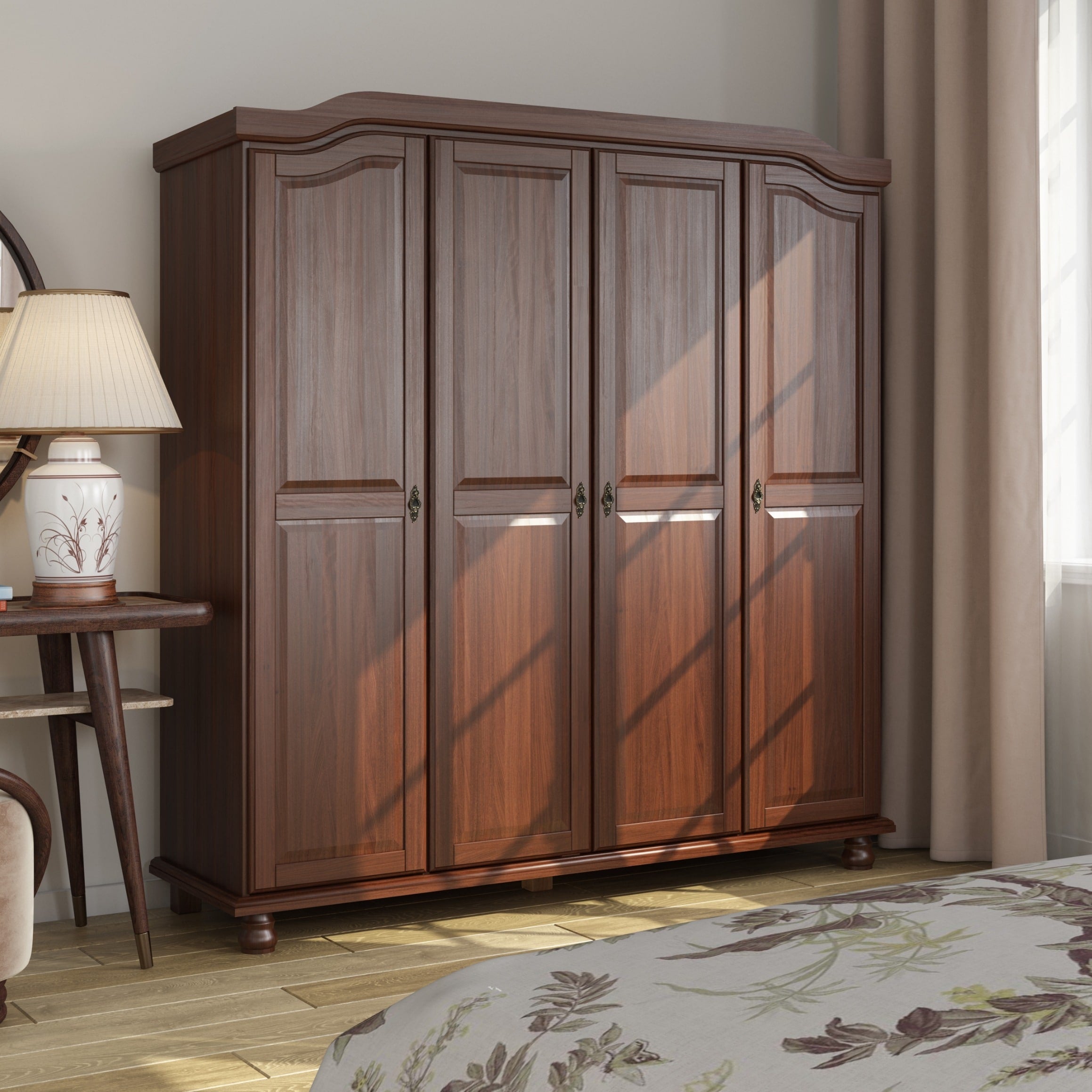 Armadio guardaroba Kyle a 4 ante in legno massello al 100% di Palace Imports con ante in legno massello o a specchio