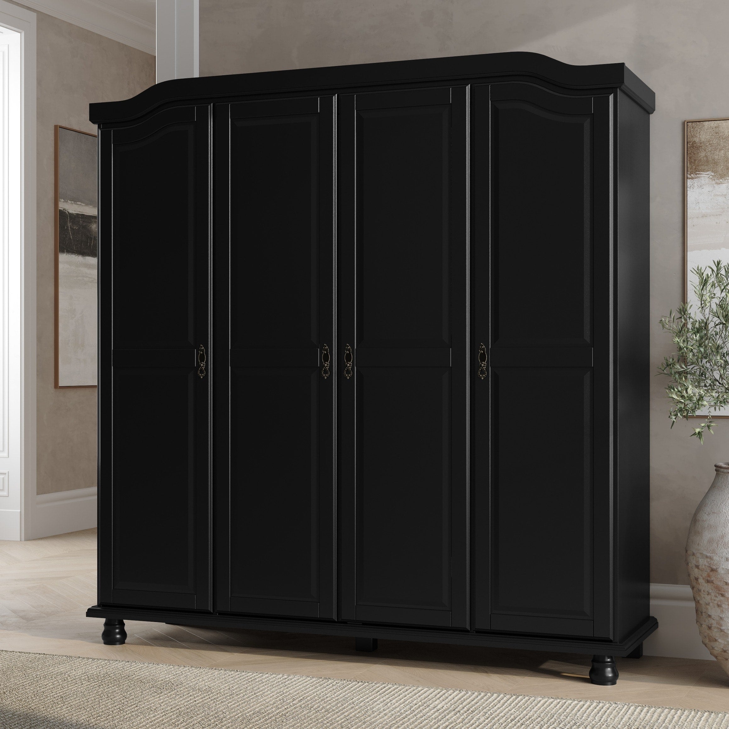 Armadio guardaroba Kyle a 4 ante in legno massello al 100% di Palace Imports con ante in legno massello o a specchio