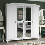 Armadio guardaroba Kyle a 4 ante in legno massello al 100% di Palace Imports con ante in legno massello o a specchio