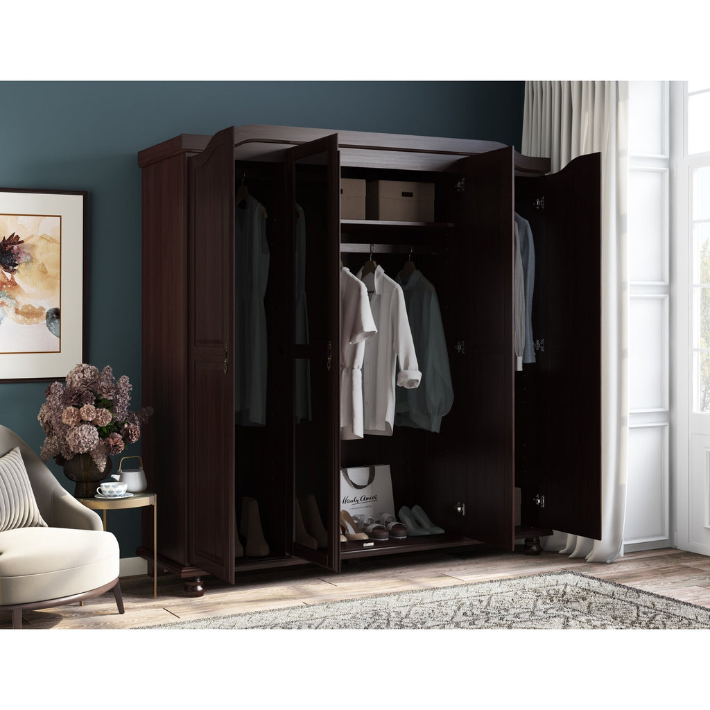 Armadio guardaroba Kyle a 4 ante in legno massello al 100% di Palace Imports con ante in legno massello o a specchio
