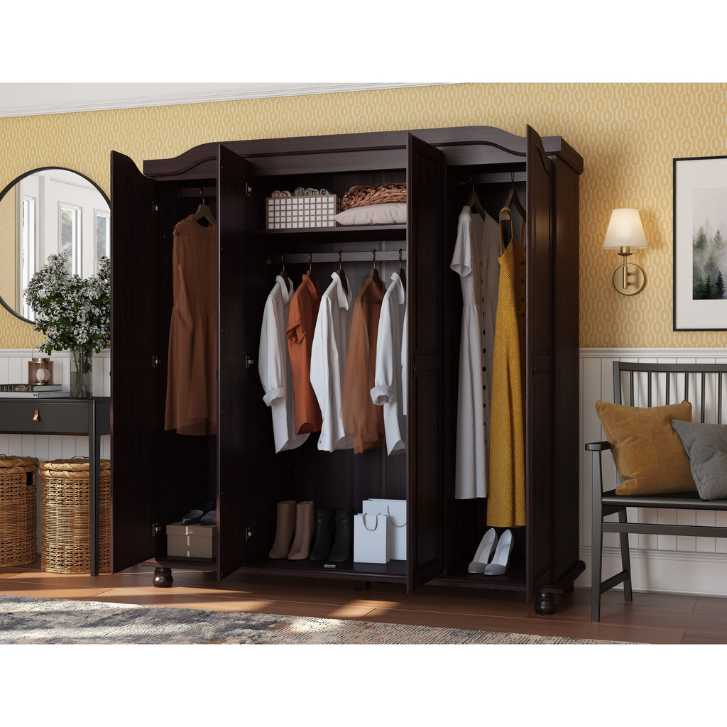 Armadio guardaroba Kyle a 4 ante in legno massello al 100% di Palace Imports con ante in legno massello o a specchio