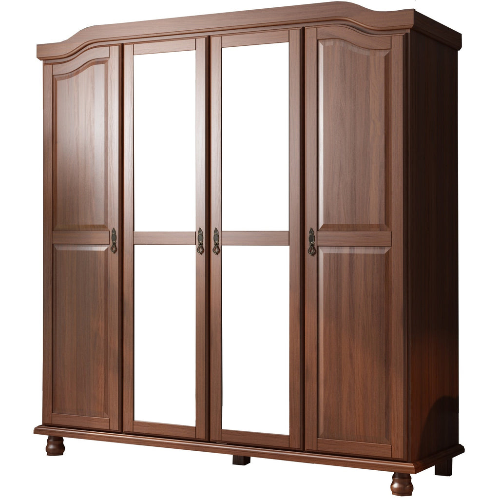 Armadio guardaroba Kyle a 4 ante in legno massello al 100% di Palace Imports con ante in legno massello o a specchio