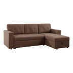Divano componibile reversibile con letto estraibile, chaise longue con contenitore nascosto, gambe resistenti,
