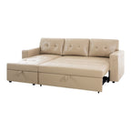 Divano componibile reversibile con letto estraibile, chaise longue con contenitore nascosto, gambe resistenti,