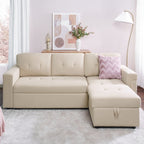 Divano componibile reversibile con letto estraibile, chaise longue con contenitore nascosto, gambe resistenti,
