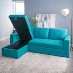Divano componibile reversibile con letto estraibile, chaise longue con contenitore nascosto, gambe resistenti,