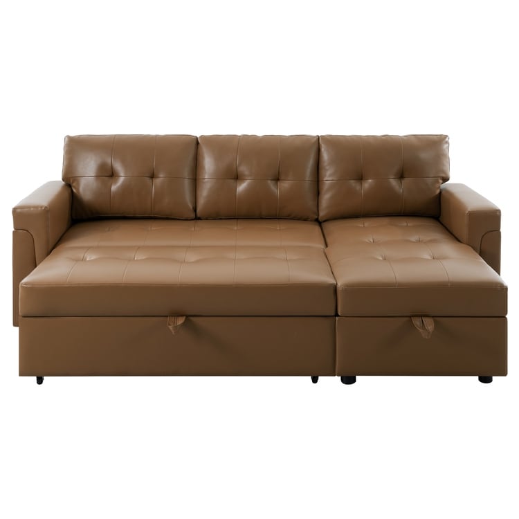 Divano componibile reversibile con letto estraibile, chaise longue con contenitore nascosto, gambe resistenti,