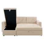 Divano componibile reversibile con letto estraibile, chaise longue con contenitore nascosto, gambe resistenti,