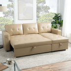 Divano componibile reversibile con letto estraibile, chaise longue con contenitore nascosto, gambe resistenti,