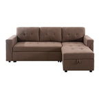 Divano componibile reversibile con letto estraibile, chaise longue con contenitore nascosto, gambe resistenti,