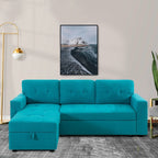 Divano componibile reversibile con letto estraibile, chaise longue con contenitore nascosto, gambe resistenti,