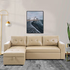 Divano componibile reversibile con letto estraibile, chaise longue con contenitore nascosto, gambe resistenti,