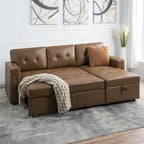 Divano componibile reversibile con letto estraibile, chaise longue con contenitore nascosto, gambe resistenti,