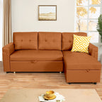 Divano componibile reversibile con letto estraibile, chaise longue con contenitore nascosto, gambe resistenti,