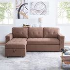 Divano componibile reversibile con letto estraibile, chaise longue con contenitore nascosto, gambe resistenti,